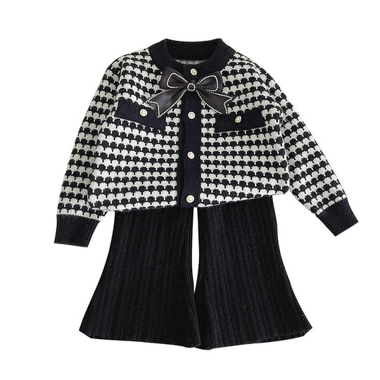Girls' Coat Wool Bowknot Chanel Style Sweater Autumn And Winter Clothing