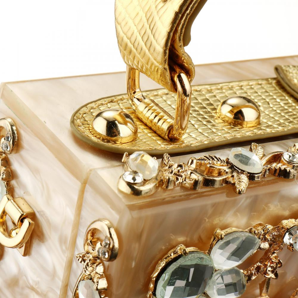 Acrylic Handbags Women Fashion Flower Shoulder Bags Evening Party