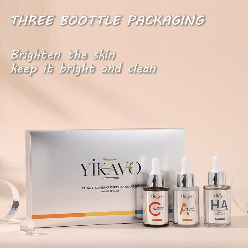 【Natural Ingredients】Yikavo FACIAL ESSENCE NOURISHING SKINCARE SET Natural Moisturizing Skin Care Improves Wrinkles, Moisturizes and Enhances the Skin'S Ability to Retain Moisture for Long-Lasting Hydration Skin Is Revitalized Home in the Bedroom