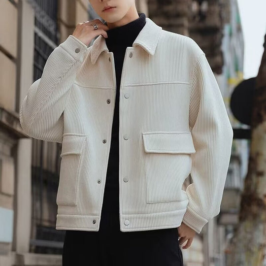 Men's Striped Lapel Shirt